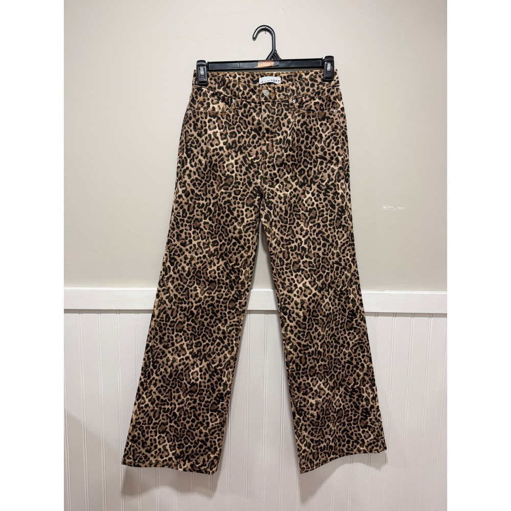 Loft Wide Leg Jeans Pants Cheetah Print Bold Women Size 25